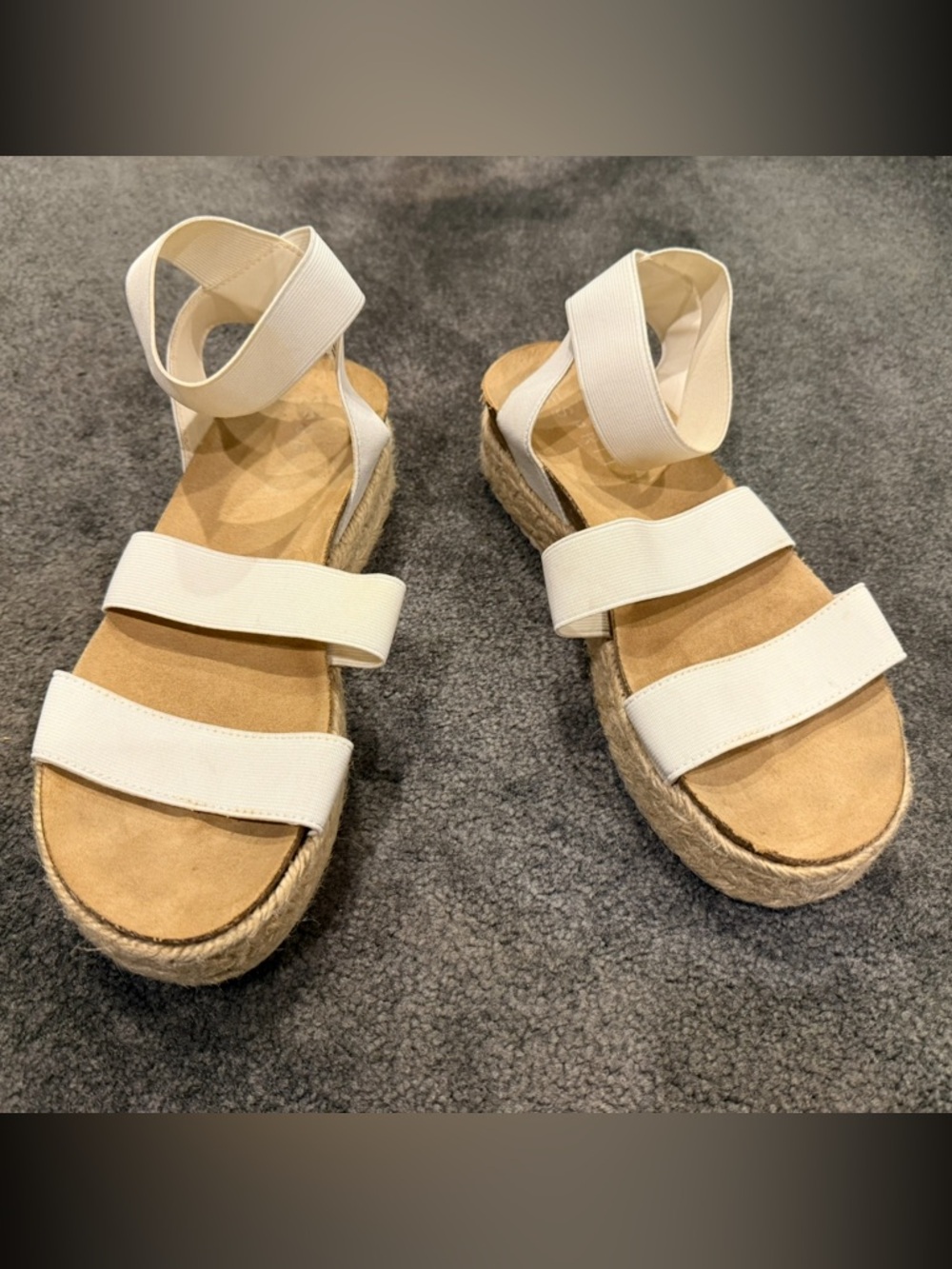 Esprit White Elastic Strap Espadrille Platform Sandals